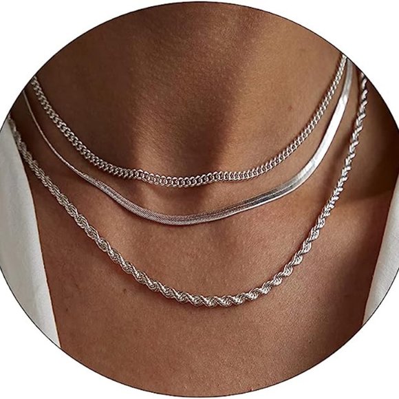 Women, Dainty Gold Necklace 14K Gold Plated Herringbone Necklace for Women Pearl